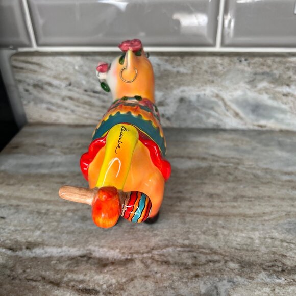 Whimsiclay Margarita Ceramic Kitty Cat Statue Figurine Colorful Festive Flowers - Picture 4 of 10
